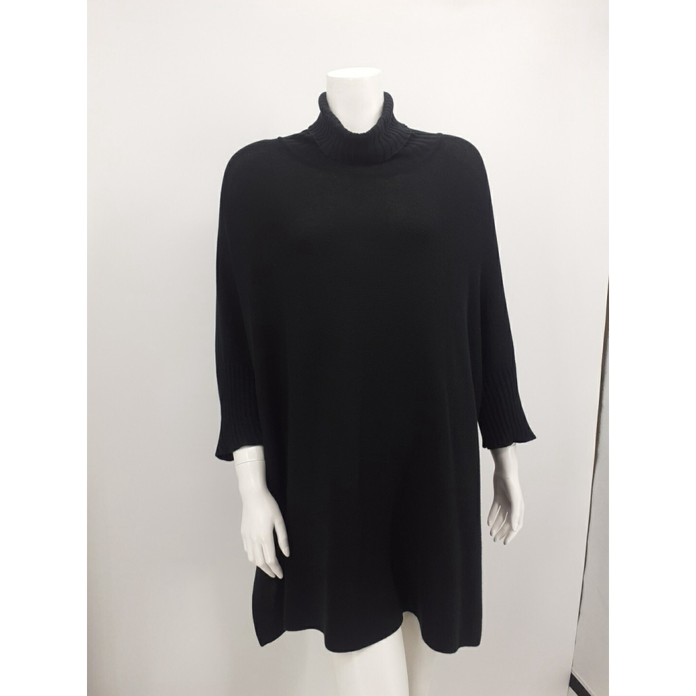 Peruvian Connection Womens Sweater Black Pima Cotton Size XS Turtleneck Dolman